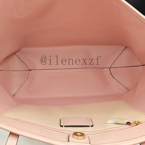 Coach City Tote Bag In Signature Canvas in powder pink color - Picture 7 of 9